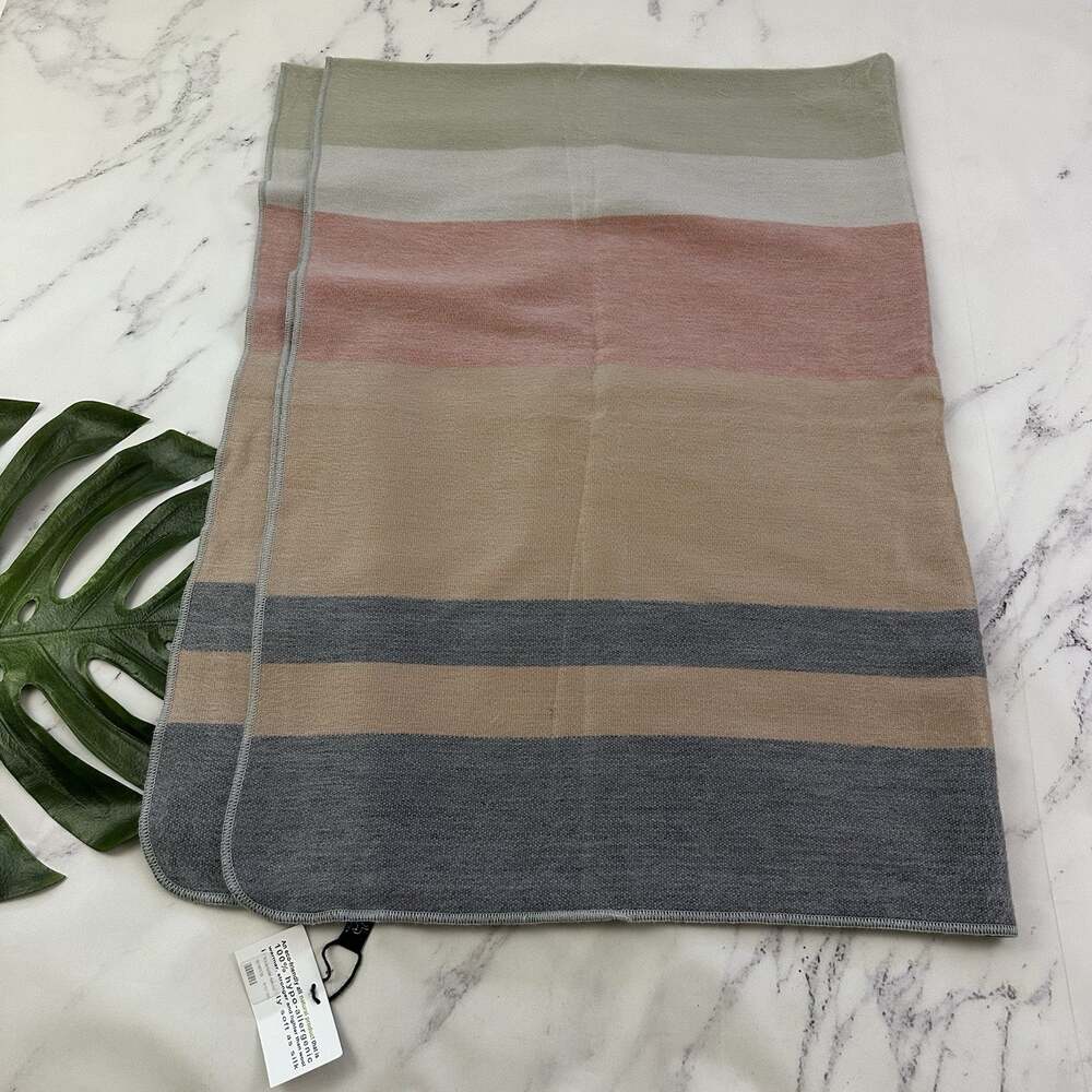 Shupaca Alpaca Throw Blanket Shawl Wrap New Gray Peach Stripe 50x70 in